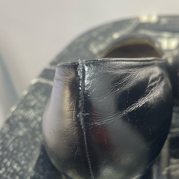 🖤 Vintage 🖤 Black Leather Platform Heels EXQUISITE 7 1/2 Antique 😻😻😻 1940s? - Picture 11 of 14